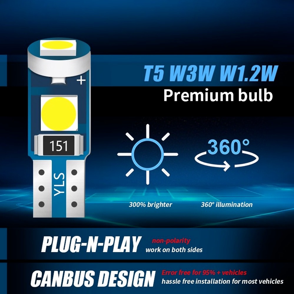 Set 10 Bóng Đèn LED T5 74 73 37 2721 Chuyên Dụng Dành Cho Ô Tô