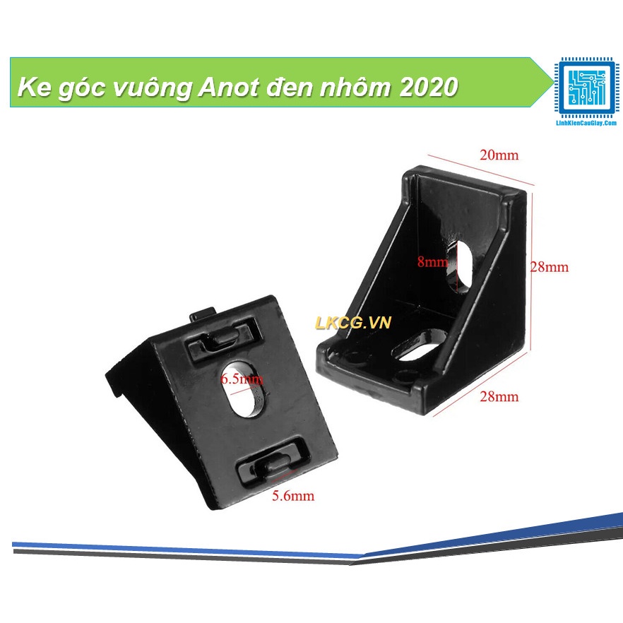 Ke góc vuông Anot đen nhôm 2020, 3030