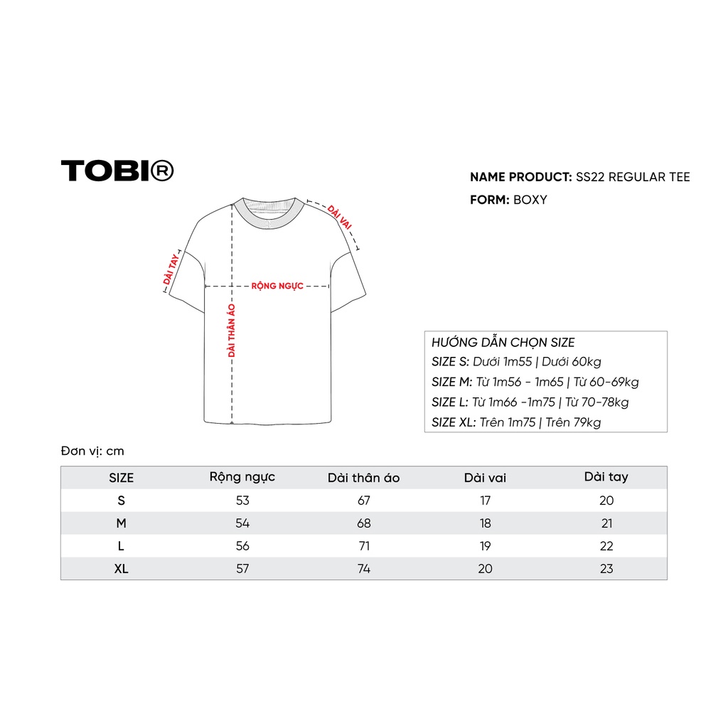 Áo thun tay lỡ Regular Boxy TOBI 280gsm