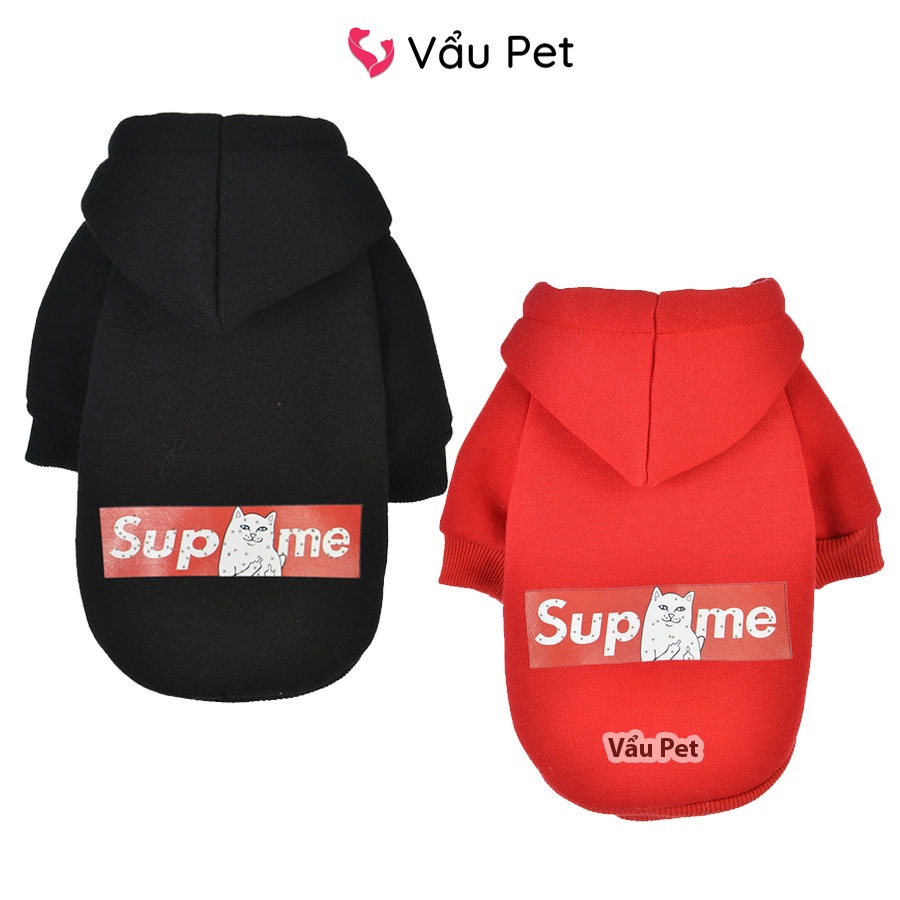 Áo cho chó mèo Hoodie Supreme - Quần áo cho chó poodle, con, lớn, mèo, thú cưng Vẩu Pet Shop