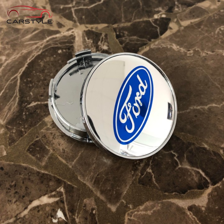 Logo chụp mâm bánh xe ô tô, xe hơi Ford FORD - 60MM: Mầu Bạc và Xanh Tím Than focus MK4 MK3 MK2