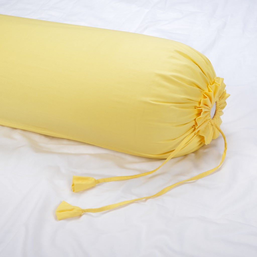 Vỏ Gối Ôm Cotton Satin Hàn Quốc Màu Vàng Tươi 35x100 cm