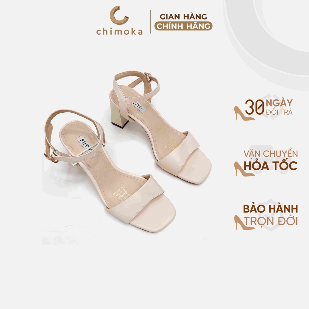 Giày Sandal Gót Vuông CHIMOKA Cho Nữ Hai Màu Đen Kem Full Size