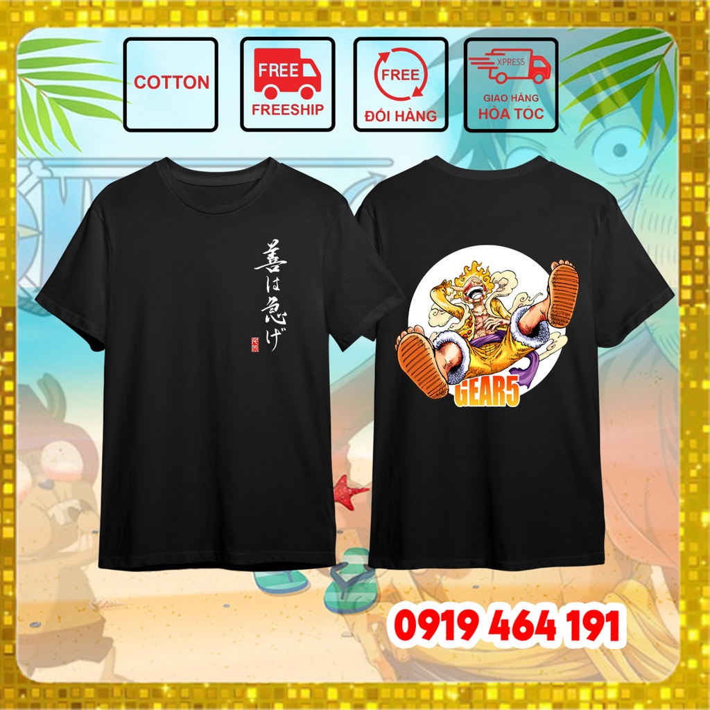 Áo thun luffy gear 5, áo thun one piece, anime vua hải tặc, vải in cao cấp, vải mịn mát, unisex nam nữ