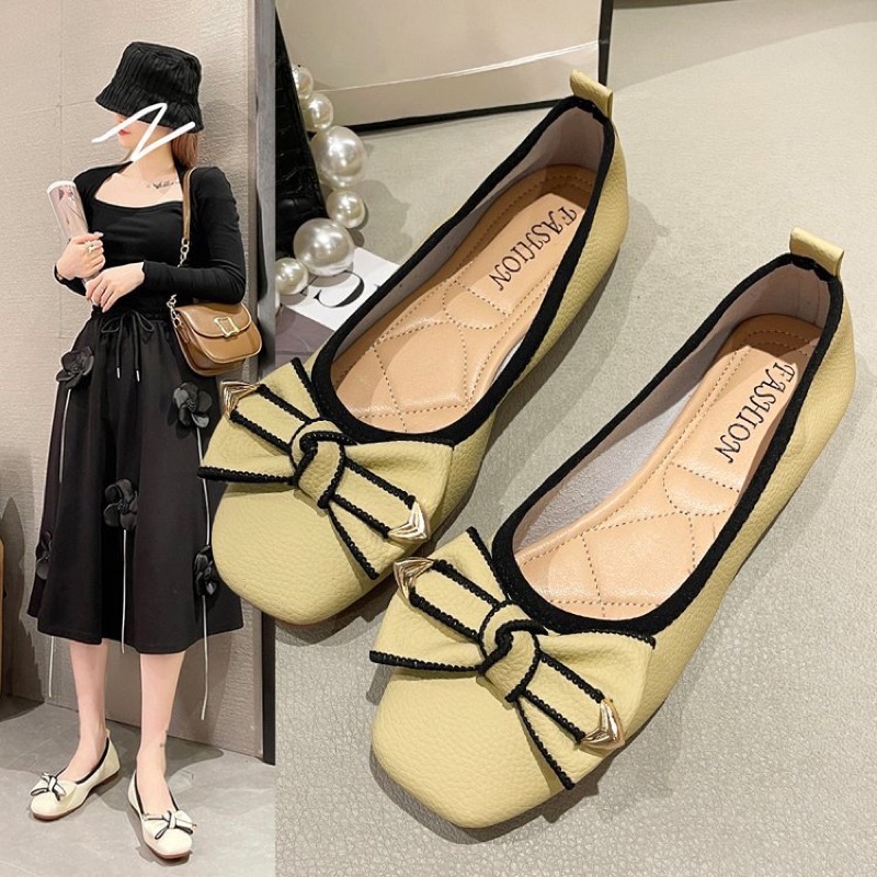 SALE— Giày búp bê da mềm sần nơ nhỏ BIG SIZE 41-43