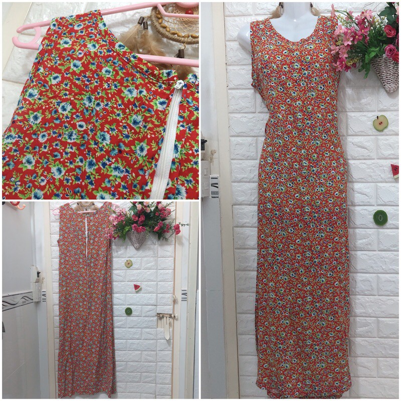 Đầm maxi hoa xô dễ thương dưới 68 kg