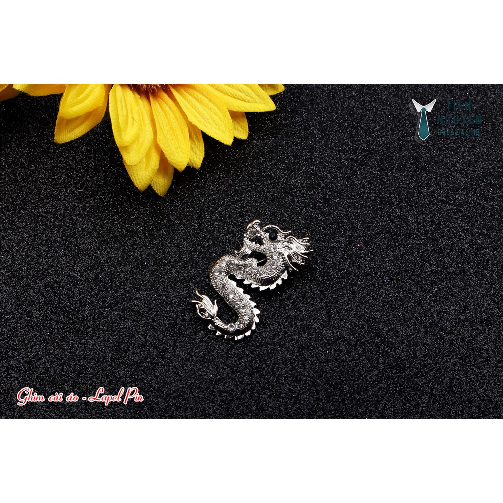 Ghim cài áo - lapel pin - Phụ kiện cài áo Rồng đính đá