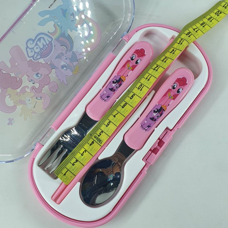 SET BỘ MUỖNG ĐŨA NĨA HÌNH NGỰA PONY MÀU XANH VÀ HỒNG