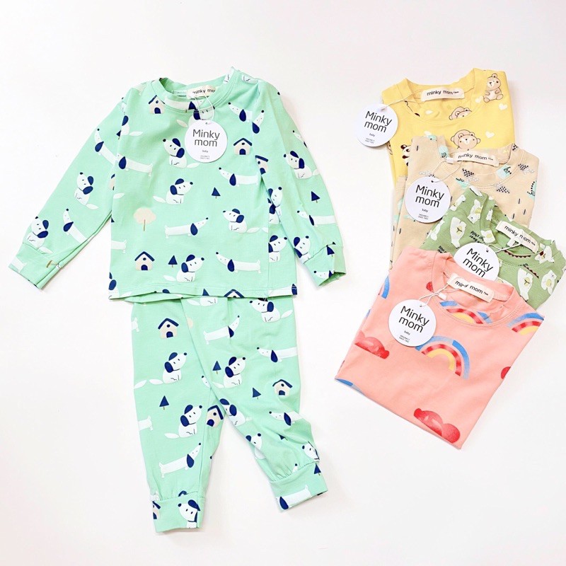 Bộ Cotton 100% Minky Mom In Toàn Thân Họa Tiết Cầu Vồng- Gấu Trúc Dễ Thương Cho Bé (1255 )