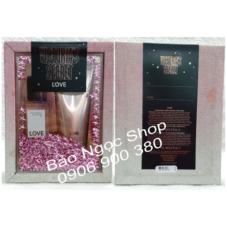 Set Xịt Thơm Nước Hoa Victoria’s Secret Love -75ml + Dưỡng Thể Nước Hoa 100ml