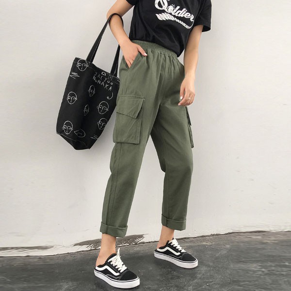 quần kaki dài nữ phong cách cá tính năng động