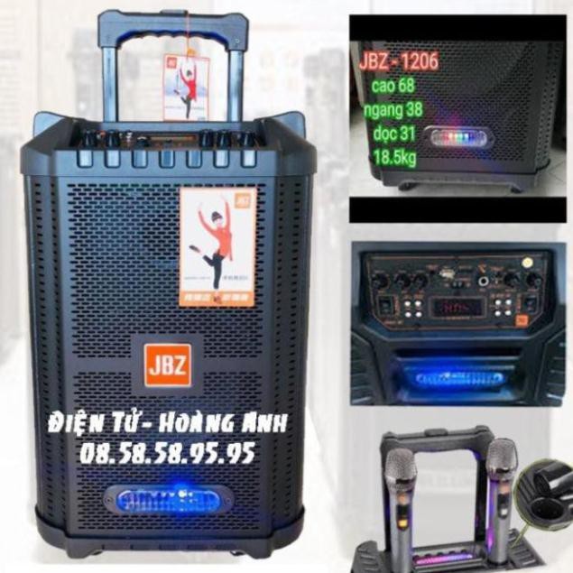 Loa kéo karaoke JBZ-NE-1206 / 1006 / 0806 (Loa 1206 Bass 30cm công suất 160w max 400w) tặng 2 Micro UHF- Kim loại