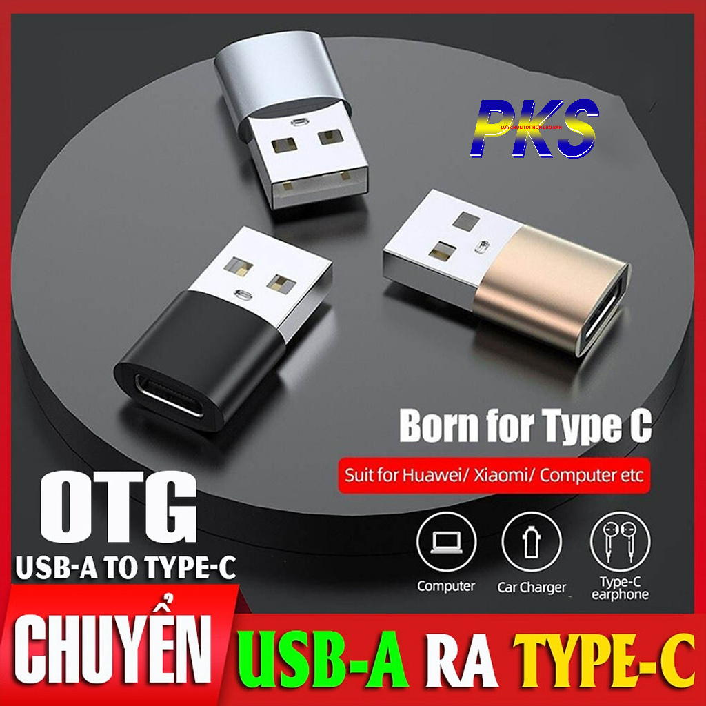 Combo 2 Đầu chuyển USB Type C sang USB Type A tốc độ cao hỗ trợ OTG - Màu ngẫu nhiên