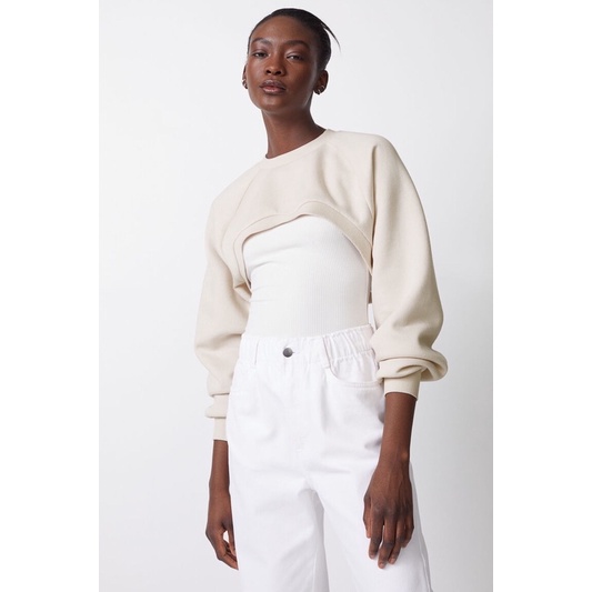 Áo H&M Cropped Sweatshirt Lửng Khoét Ngực