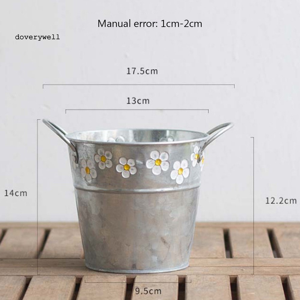 Xô sắt đựng hoa khô họa tiết nổi độc đáo trang trí ban công đa dụng