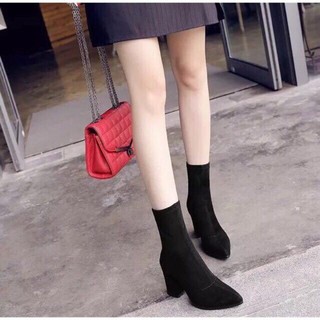 Bốt lửng da lộn gót vuông 7p