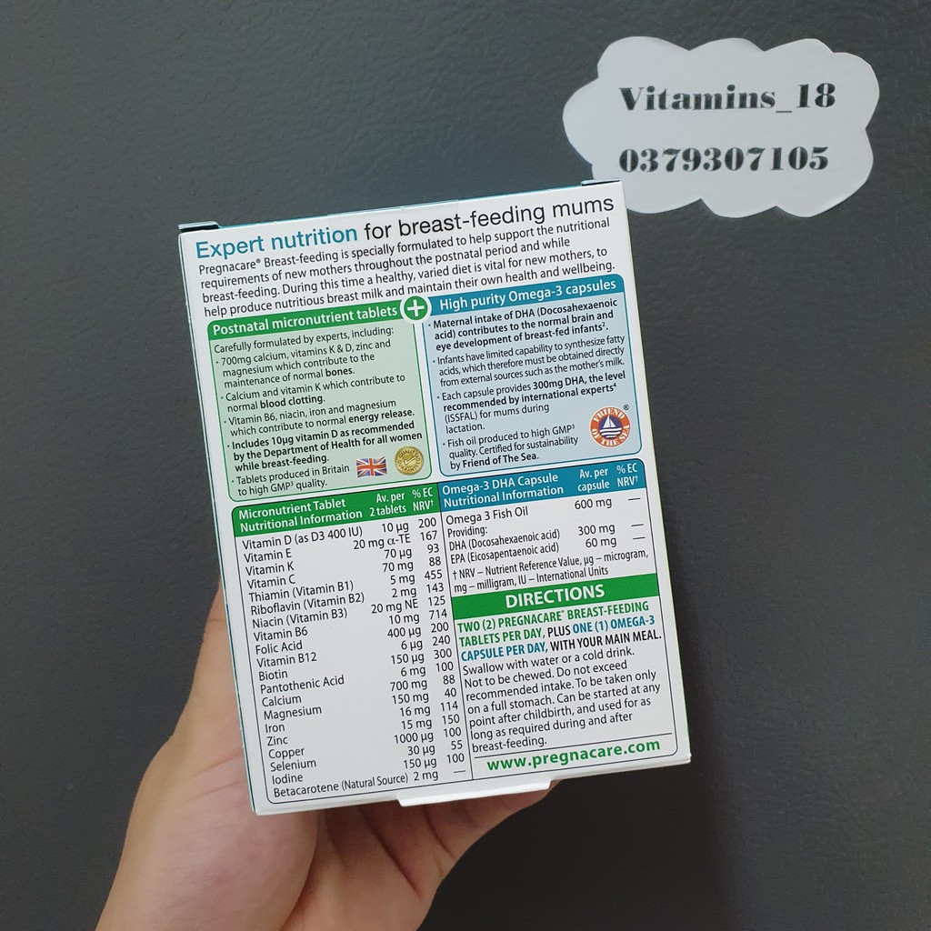 Vitamin tổng hợp sau sinh Pregnacare Breastfeeding - Bú Anh 84 viên (date xa)