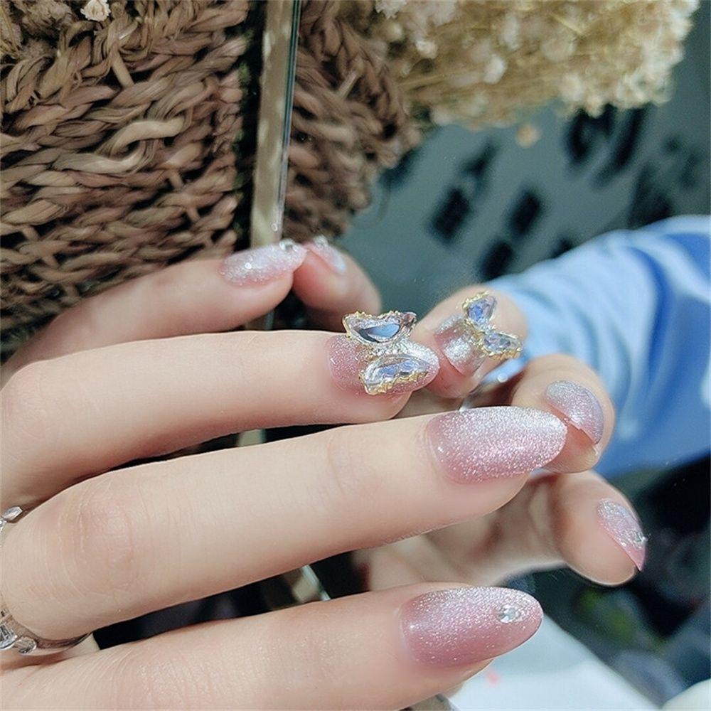 NIUYOU Bộ 24 Móng Tay Giả Hình Bướm Có Thể Tháo Rời