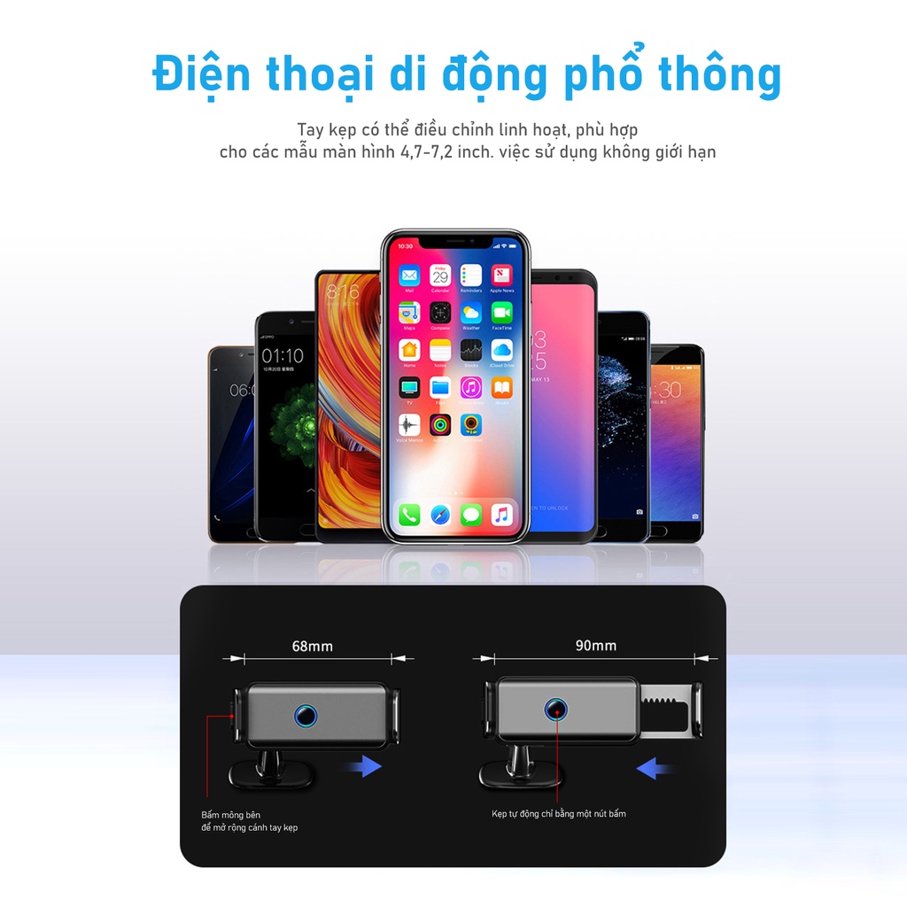 Giá Đỡ Kẹp Điện Thoại Ô Tô giá đỡ điện thoại trên ô tô cảm ứng cao cấp xoay 360 độ kẹp tự động