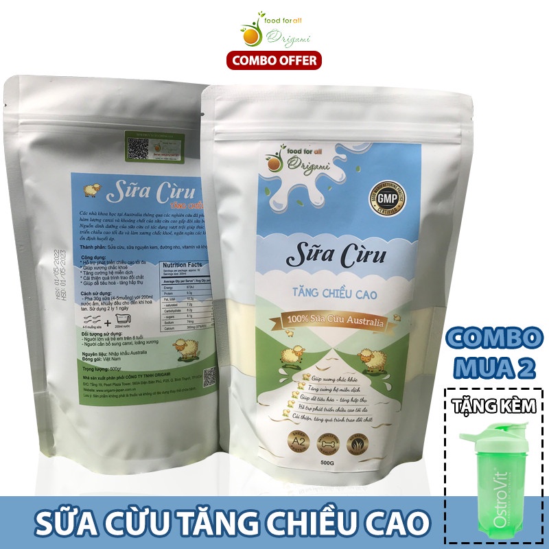 Sữa tăng chiều cao, bổ sung canxi phát triển chiều cao tối đa (Liệu trình 2 túi tặng bình)