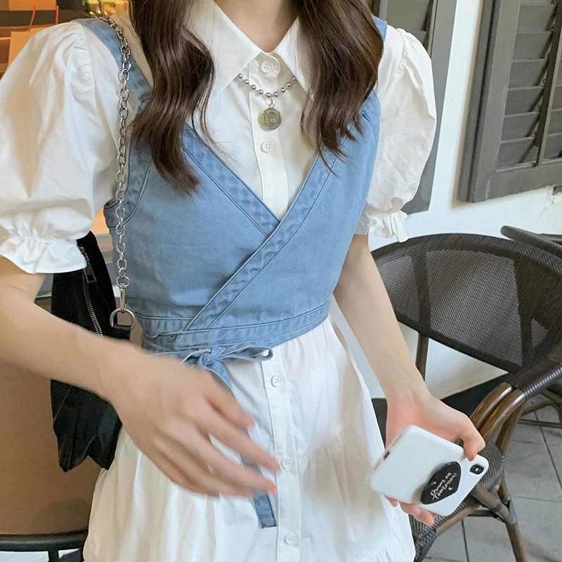 Đầm IELGY tay phồng phong cách retro Hàn Quốc thiết kế thời trang dành cho nữ