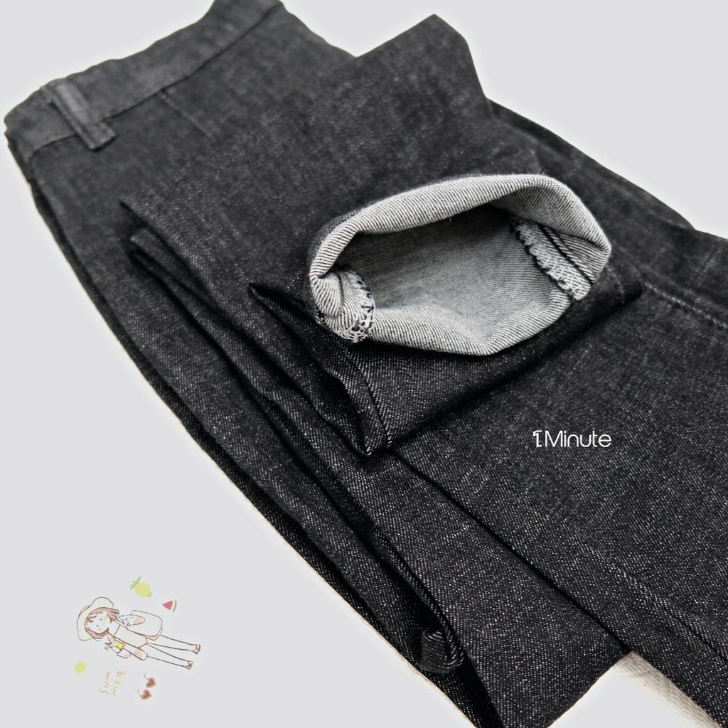 Quần Jean Skinny Nữ Dáng Ôm Lưng Siêu Cao Trơn Basic 1MINUTE - quần jeans bò co giãn cạp lưng cao Rika25