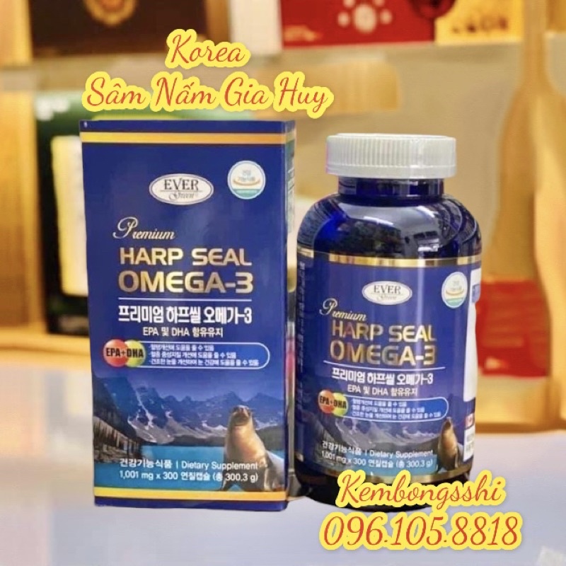 Dầu cá hải cẩu 3 mega bổ sung DHA, Hộp 300 Viên
