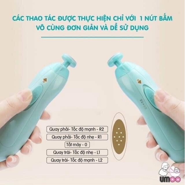 Bộ dũa móng tay thông minh an toàn cho bé Umoo 6 chức năng | Máy cắt móng tay cho bé