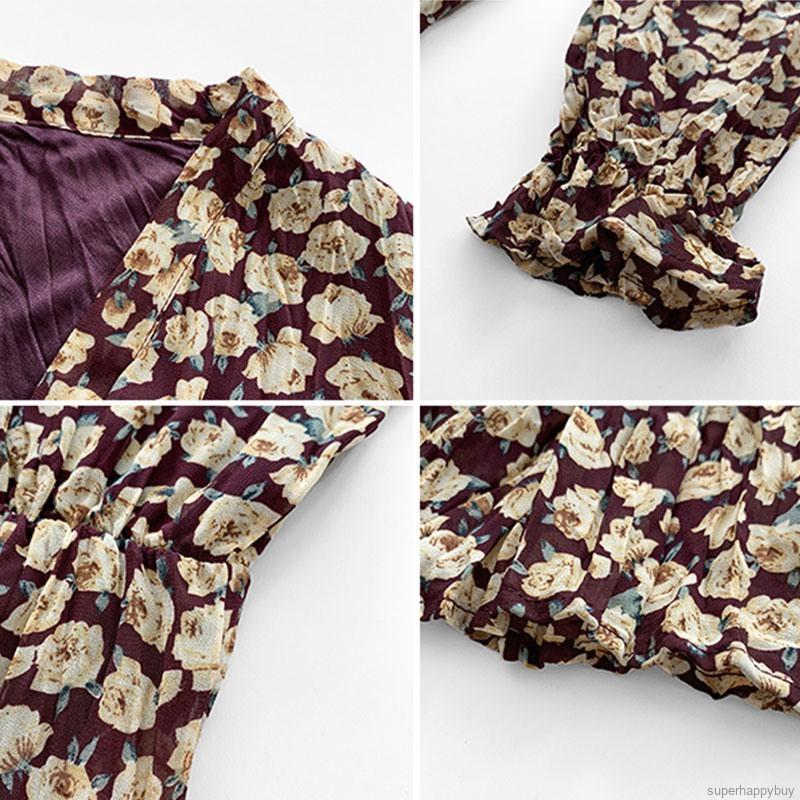 Đầm maxi chất chiffon hoạ tiết hoa nữ tính