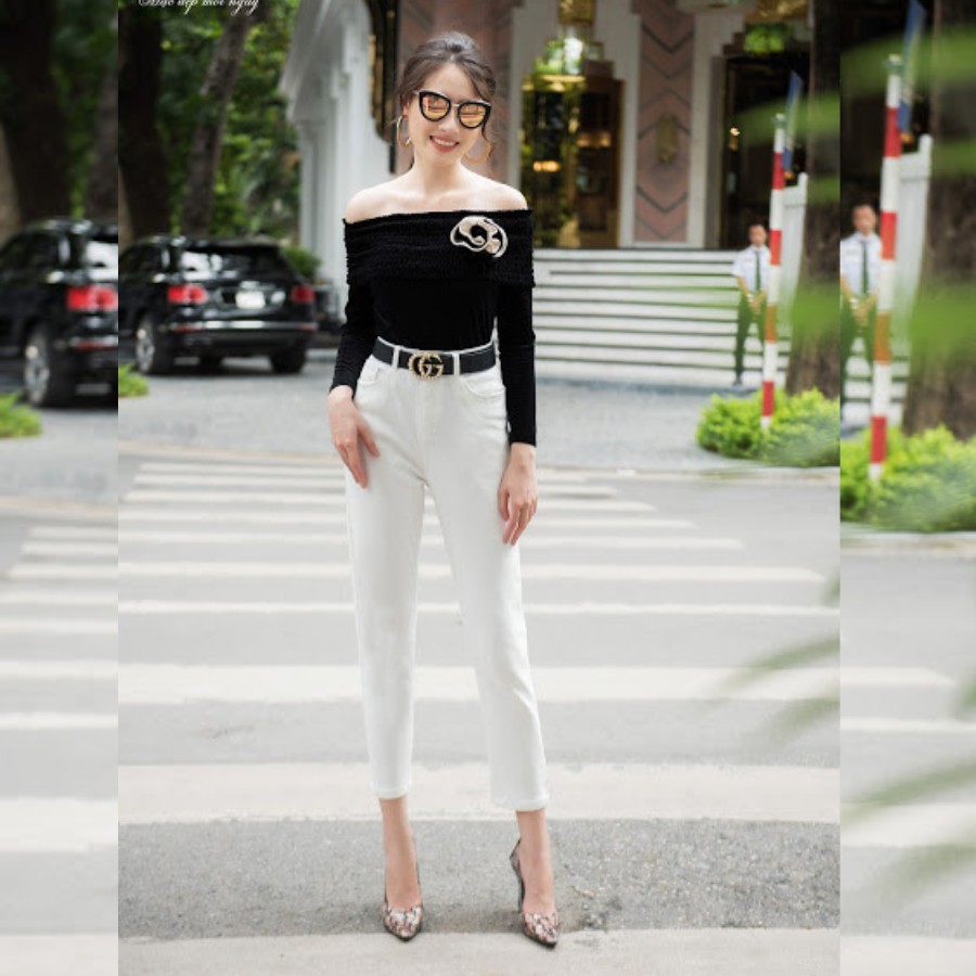 Jean baggy nữ cao cấp H&H Lurury - Quần jean trắng baggy công sở cạp vừa trẻ trung | BigBuy360 - bigbuy360.vn