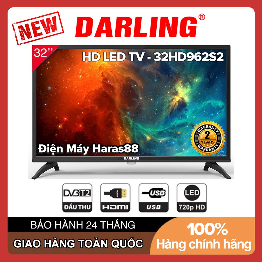 Tivi Led Darling 32 inch HD 32HD962S2 HDMI, VGA, AV, DVB-T2, Tivi Giá Rẻ - Hàng Chính Hãng