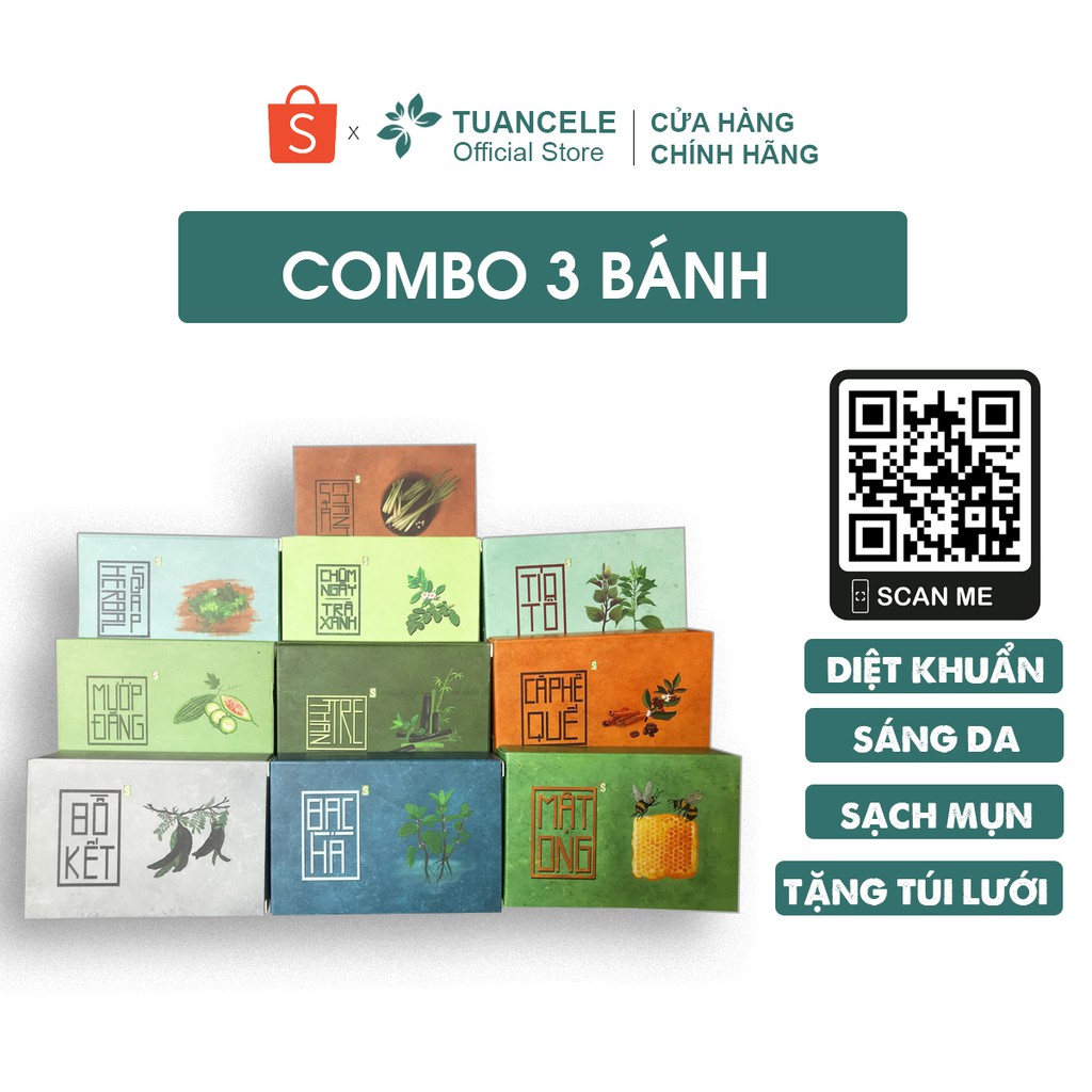 Combo 3 Bánh Xà Bông Sinh Dược 100% Thiên Nhiên HandMade 100gram