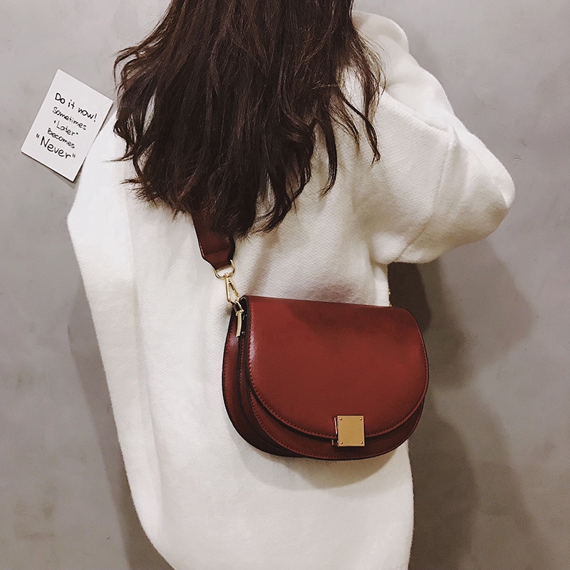 Túi đeo vai IELGY có khóa cài hình vuông thời trang cho nữ