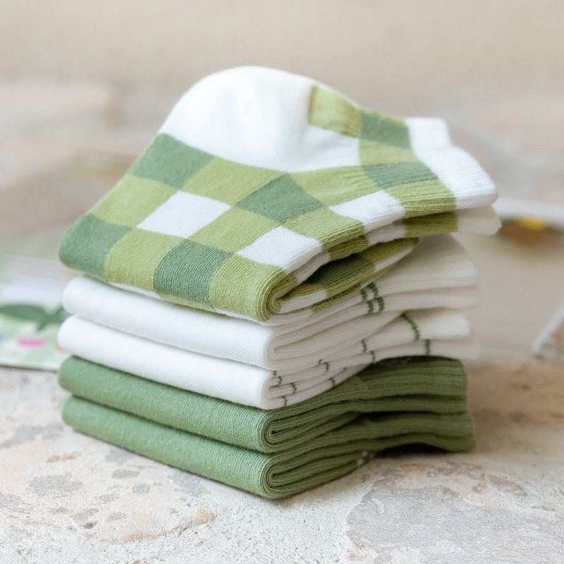 Tất cổ cao, vớ cổ ngắn nữ họa tiết quả chanh màu xanh chất cotton phong cách Hàn Quốc