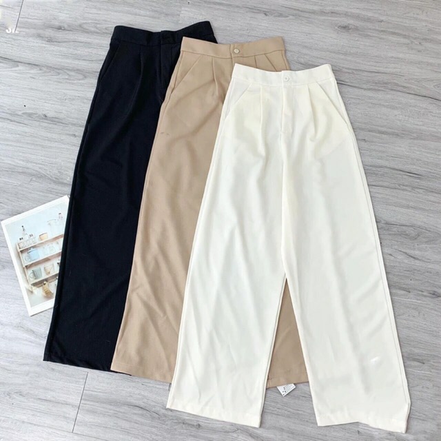 Quần culottes rộng cạp cao khoá trước 1 khuy | BigBuy360 - bigbuy360.vn