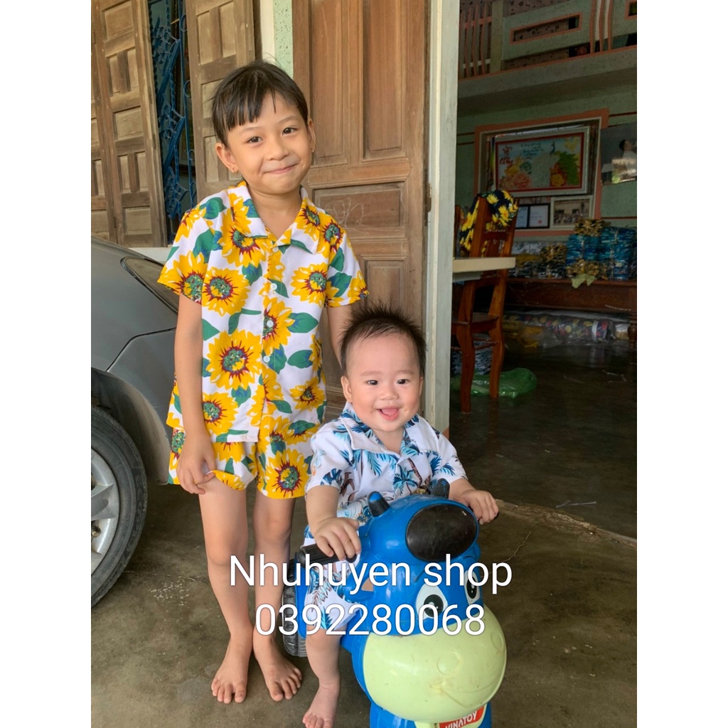 (chất kate thái 1 - kho HCM) Hoa hướng dương đi biển, team - bộ hoa quả, trái cây big size- chuyên sỉ lẻ - nhuhuyen shop