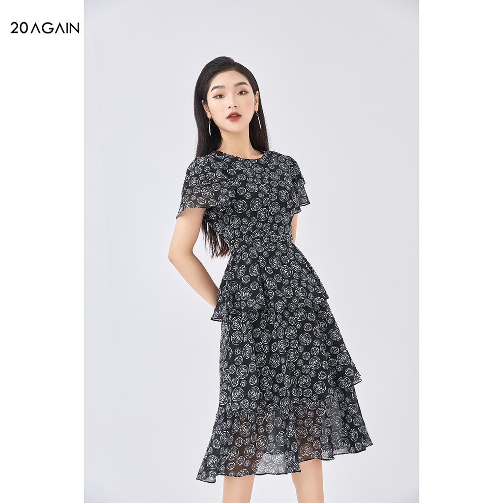 [Mã WABR0101 giảm 10% đơn 99K] Đầm xòe hoa hồng 20AGAIN sang trọng thanh lịch DEC0100 | BigBuy360 - bigbuy360.vn