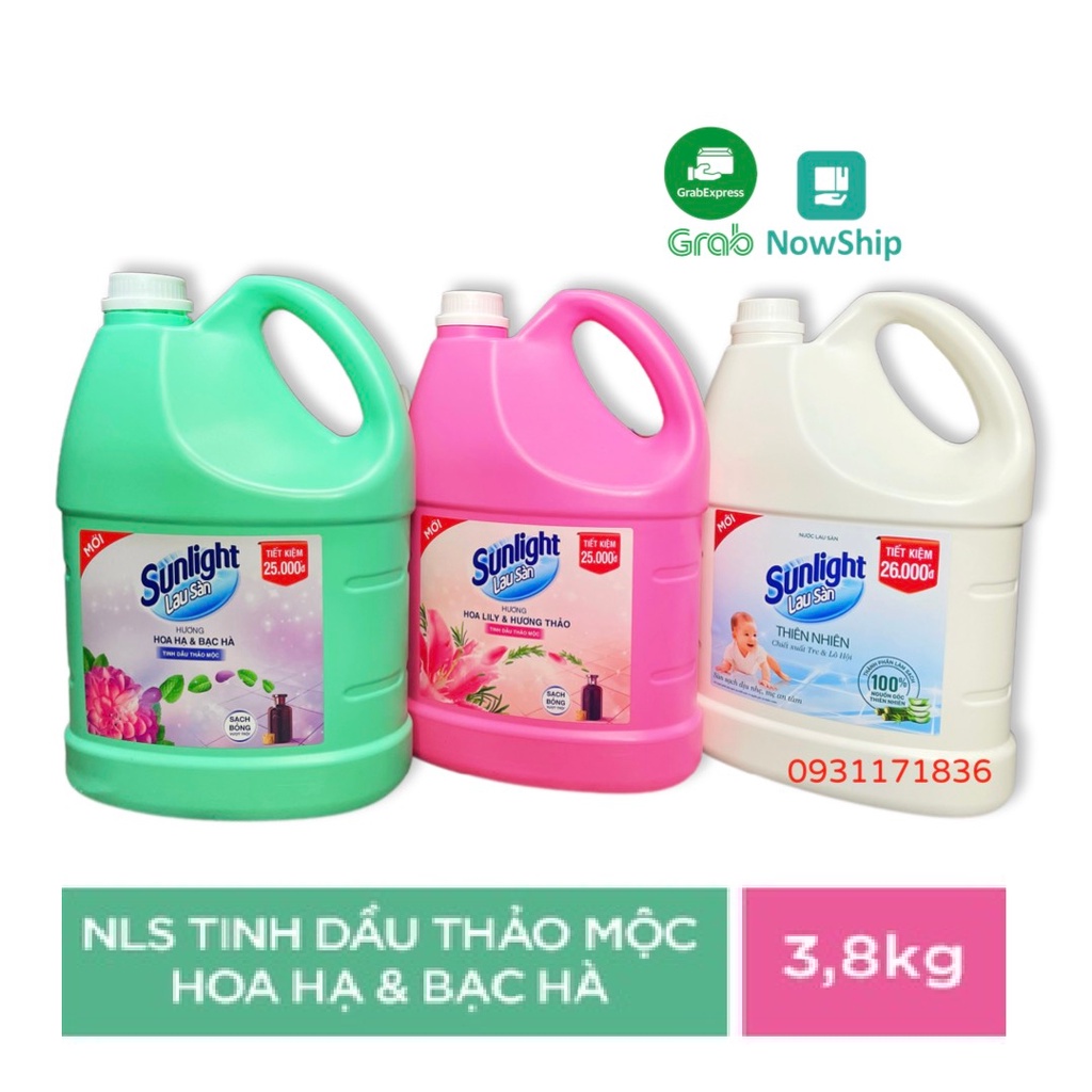 NƯỚC LAU SÀN SUNLIGHT 3.8kg 3.8 kg Hương Hoa Hạ Diên Vỹ Xanh, Lily Hồng, Thiên Nhiên 3.6kg 3.6 kg Trắng