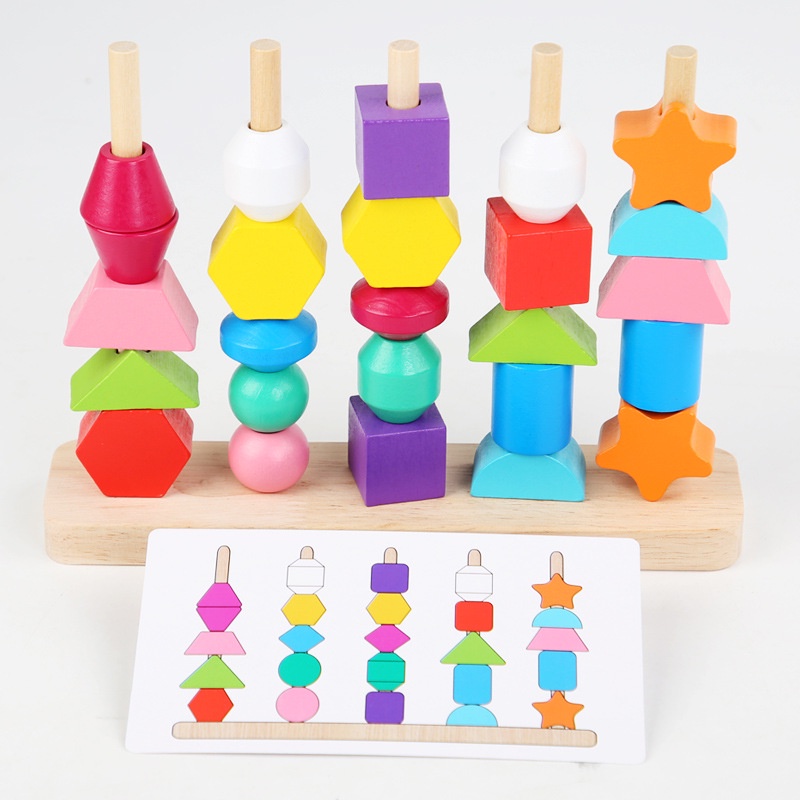 Đồ chơi khối xếp chồng lên nhau Treeyear hạt mịn giáo dục theo phương pháp montessori cho bé trai và bé gái 2 tuổi