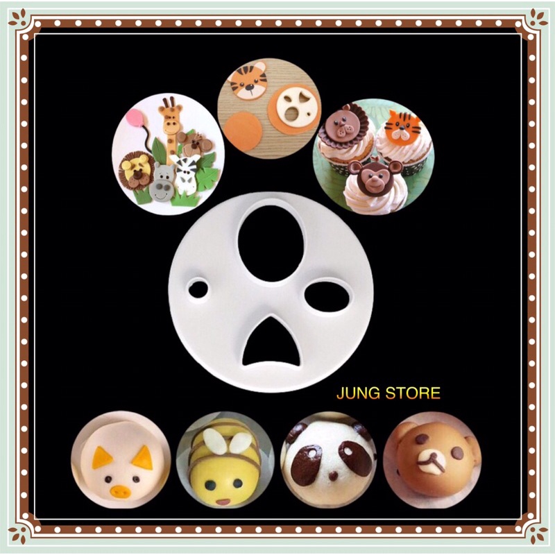 Khuôn tạo hình tai, mắt, mũi, miệng con vật, trang trí bánh bao, bánh mì, fondant M238