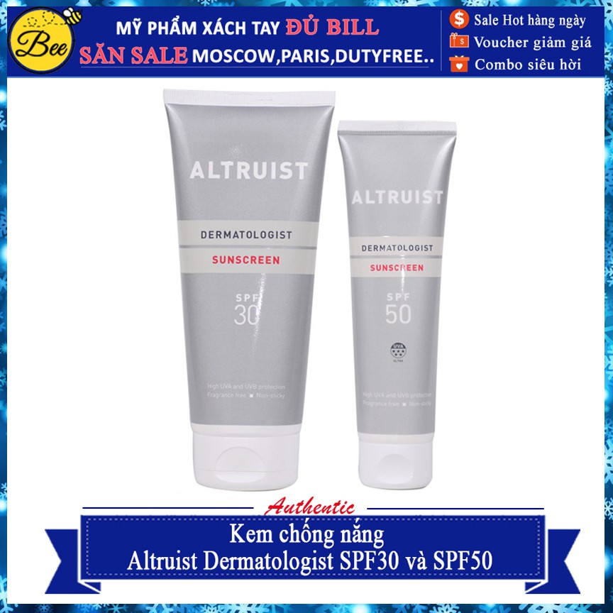 Kem chống nắng cho mặt và body Altruist Dermatologist Sunscreen SPF30 và SPF50