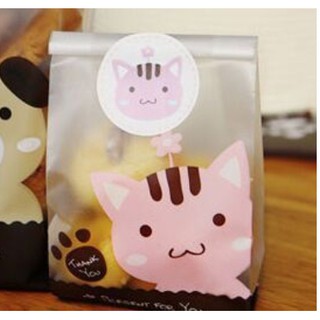 Túi đựng bánh quy/ túi cookie hình chú mèo dễ thương (xấp 50 cái)