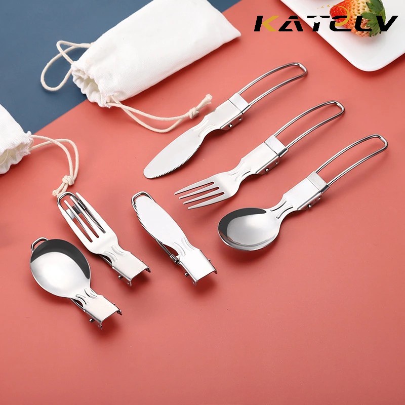 Bộ đồ ăn KATELV bằng thép không gỉ gấp gọn tiện dụng
