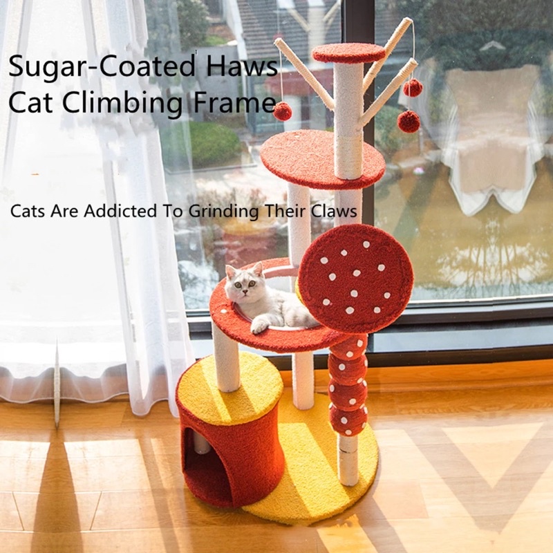Siêu phẩm cattree mùa hè đỏ rực rỡ, cây cào móng mèo, bàn cào cho thú cưng mẫu cây nấm mới nhất