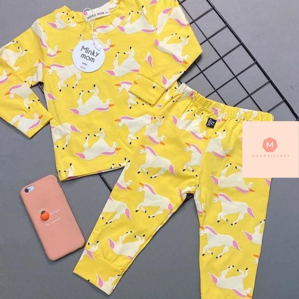 Bộ Thu Đông Cho BéMINKYMOM100%cotton 6 màu siêu họa tiết cực dễ thương dành cho bé trai bé gái từ 6-20kg