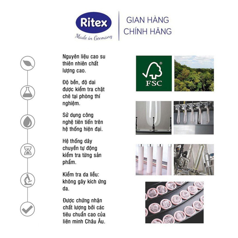 Bao cao su Ritex Extra Dünn siêu mỏng 0.01, mềm mại, bền dai hộp 8 bao - Hàng nhập khẩu chính hãng- RE002