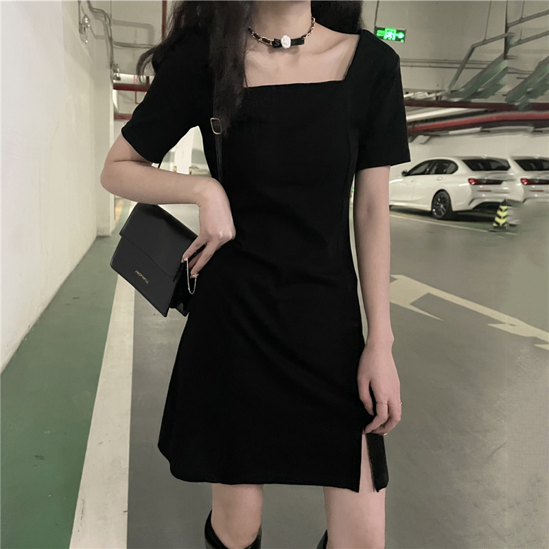 Đầm Midi Ngắn Tay Cổ Vuông Xinh Xắn Cổ Điển Kiểu Pháp