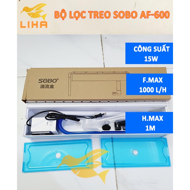 Bộ Lọc Treo Kèm Bơm Sobo AF300 AF600 AF900 Cho Bể Cá Không Kiềng, Thay Thế Lọc Thác