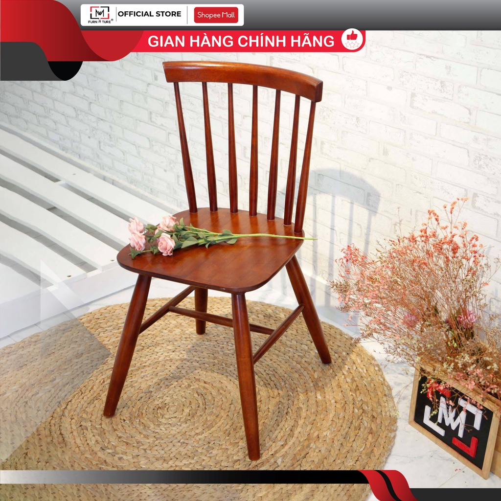 Ghế gỗ 7 nan hàn quốc màu nâu đậm thương hiệu MW FURNITURE - Nội thất căn hộ