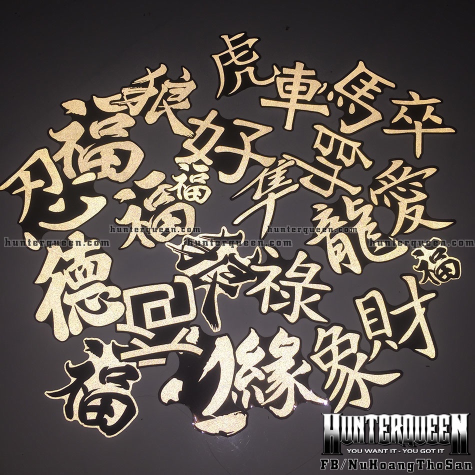 Tem PHẢN QUANG 3M chữ Tàu thư pháp. Decal cao cấp chống nước, không bay màu. Độ dính cực kì cao